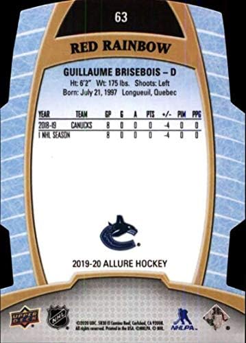 2019-20 סיפון עליון פיתוי קשת אדומה 63 Guillaume Brisebois Vancouver Canucks RC טירון NHL כרטיס מסחר