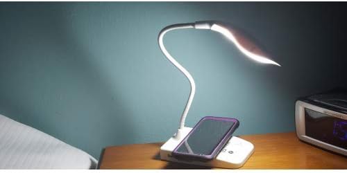 מנורת משימות LED Vivilux עם מטען אלחוטי, יציאת USB וצוואר גמיש; מנורת סוללה נטענת, מנורת שולחן או שולחן