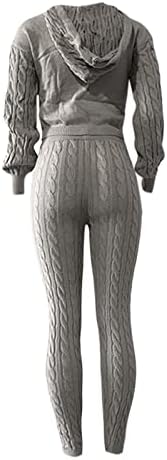 מכנסי סקי קטנים במיוחד של נשים סוודר סרוג מזדמן של נשים סתיו וסוודר חורפי וחליפות שמלה לנשים מכנסיים סט אפור