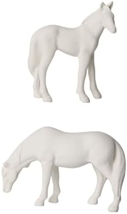 חצר 2 יחידות קישוט סוס לבן קטן קישוטים לבית מיניאטורות מיניאטורות פסלוני בעלי חיים מיני בעלי חיים