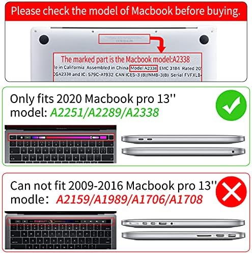 וואטברו תואם ל- MacBook M2 Pro 13 אינץ 'מקרה 2020 2019 2018 2017 שחרור M1 A2338/A2289/A2251/A2159/A1989/A1706/A1708,