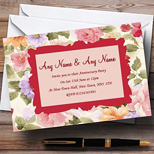 גן החיות בכרטיס וינטג 'פרחוני תה מדהים של מפלגת יום נישואים בהזמנות בהתאמה אישית