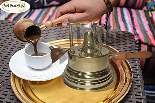 אל ברמוני פליז טורקי קפה יווני יצרנית אלכוהול יצרנית יצרנית שולחן שולחן מעץ ידית עץ ערבי סוליני