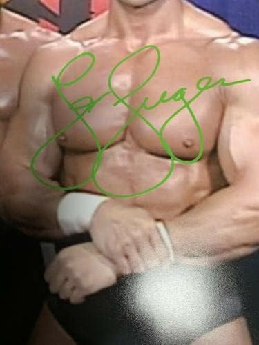 לקס לוגר חתום 11x14 תמונה w/Macho Man Savage & Sting WCW PSA AK20773 - תמונות היאבקות עם חתימה