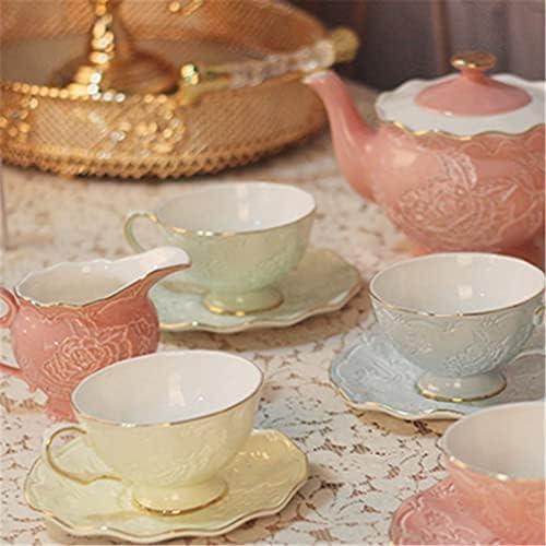Ldchnh סגנון אירופאי כוס תה סט עצם סין סין כוס קפה קרמיקה חמודה וכוס שולחן מטבח ספל ספל