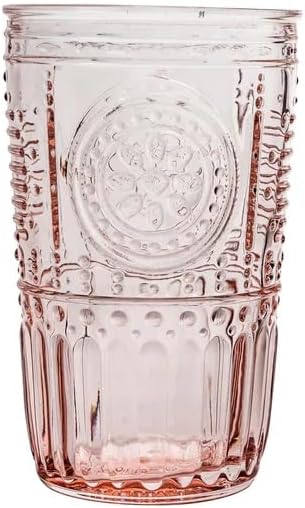 סט רומנטי של בורמיולי רוקו של 4 כוסות קרירות יותר, 16 עוז. זכוכית קריסטל צבעונית, ורוד צמר גפן מתוק, תוצרת