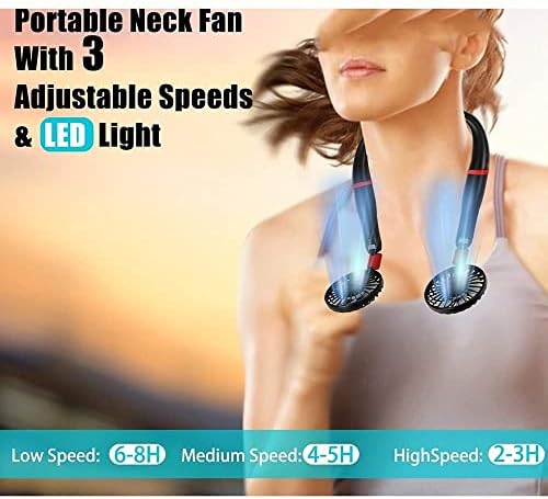 מאוורר צוואר MXJCC, USB נייד נטען נטען LED אוזניות עיצוב יד חינם מאוורר אישי מאוורר קריר לביש עם ראש רוח כפול