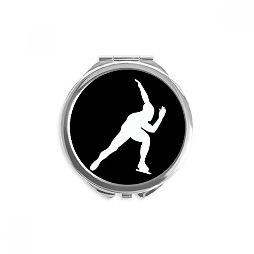 ספורט רולר החלקה שחור מתאר יד קומפקטי מראה עגול נייד כיס זכוכית
