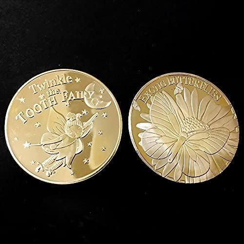 אוסף מטבעות MKIOPNM מטבע זיכרון מצויר קריקטורה פרפר שיניים פיות מטבע זהב מטבע זהב מצופה זכרון מטבע פרפר שיניים