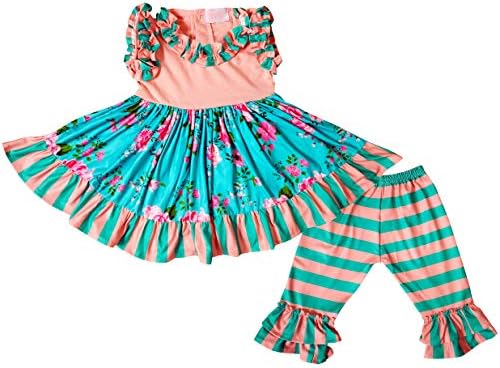 פעוט תינוקות ילדות קטנות אביב קיץ ראפלס מערכות תלבושת קפרי טופיות - בגדי משחק סריגים 2 למחשב