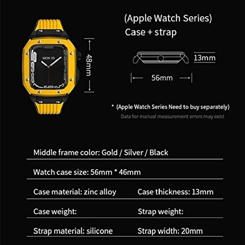 ערכת Mod Mod של Kanuz For Apple Watch Series 8 Case 7 6 5 4 SE 42 ממ 44 ממ 45 ממ רצועת סיליקון רצועת מתכת