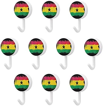 דגל Grunge ווים קיר גאנה ווים עגולים פלסטיק ווים דבק עמיד לחדר אמבטיה מטבח 10 חבילה