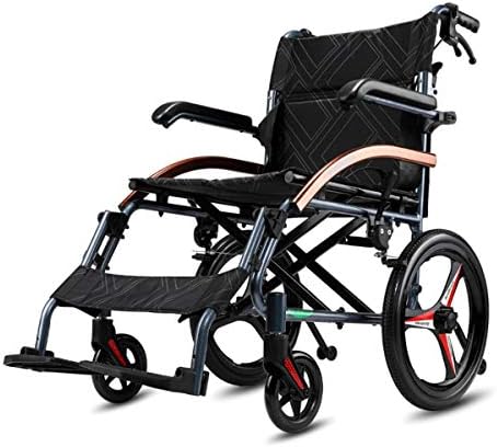 מגנזיום סגסוגת כיסא גלגלים 22 קילו קל משקל נייד נסיעה תחבורה כיסא עם בלמי יד, 16 אינץ גלגלים