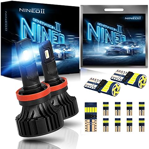 Nineo H11 נורות LED ו- 10 PCS 194 921 T10 נורות LED