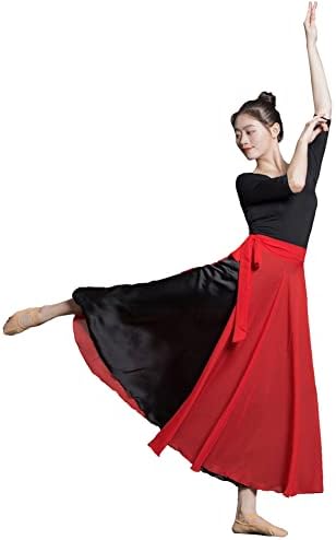 רויאל סמלה נשים חצאית ריקוד לירית חצאית עטיפת בלט ארוכה חצאית זורמת מקסי לבלרינה חצאית ריקוד עכשווית מודרנית