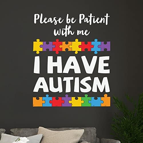 אנא התאזר בסבלנות עם אוטיזם קיר תפאורה מדבקה ויניל אוטיזם מודעות מדבקת קיר אוטיסטים תמיכה פאזל חתיכה