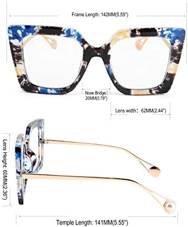 פייסדי גדול כיכר כחול אור חסימת משקפיים מאמץ עיניים בוהק פרל שיבוץ זרוע חתול עין אופנה משקפי שמש ב 2639