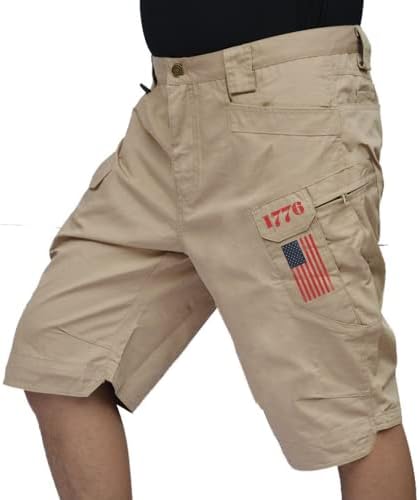 H hyfol מכנסי מטען לגברים דגל אמריקאי דגל אמריקאי רב-כיס רב-כיס חיצוני מכנסיים קצרים טקטיים