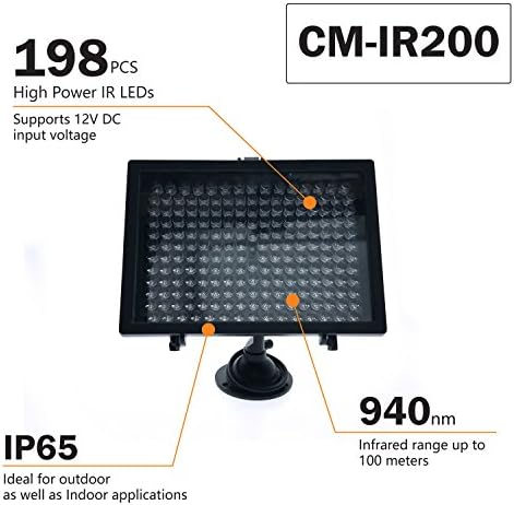 CMVISION IR-200-940 CMVISION 940NM אורך גל של 198 לילה מקורה/טווח ארוך חיצוני 50-300 רגל תאורת LED w/בחינם