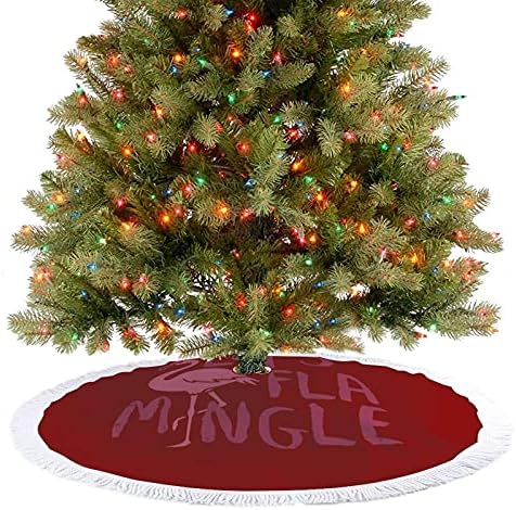 פינק פלמינגו בואו נלהב חצאיות עץ חג המולד עם שוליים עם קישוטים למסיבות חג של חווה ליל כל הקדושים