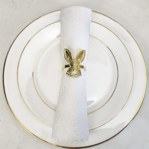 ראש ארנב של PQKDY טבעות מפיות מערך של קישוט שולחן איסוף משפחתי 6WEDDING (צבע: זהב, גודל