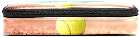 כדור טניס על תיק העפר של עפרון עור טניס עם תיק עט עם רוכסן כפול רוכסן תיק אחסון לתיק רוכסן לבנים
