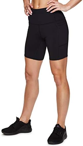 מכנסי אופנועים פעילים של RBX לנשים, מכנסי יוגה קצרים יוגה הוכחת מכנסי סטרץ 'במותניים גבוהות עם כיסים