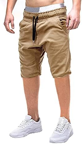 מכנסי שרוך לגברים קצרים ספורט תחבושת צבע טהור מכנסי טרנינג רופפים סופר מכנסי מטען מכנסיים קצרים