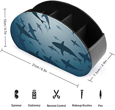 משייט כרישים מתחת להדפסת טלוויזיה טלוויזיה מארגן מרחוק מחזיקי בקרת תיבות PU מעור 5 מיכל אחסון תאים