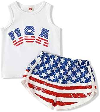 קיסליו 4 ביולי בגדי תינוקות דגל אמריקאי דגל אפוד גופית גופית מכנסיים קצרים סט קיץ תינוק תינוק 2 יחידים תלבושת