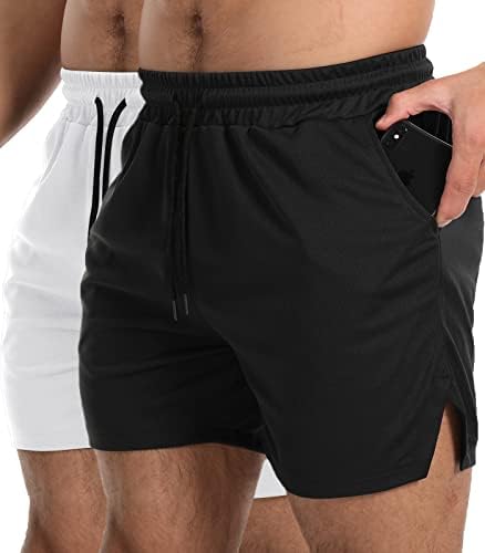 Klinnfenr Mens Mins Running מכנסיים קצרים מהיר יבש 5 אינץ 'מכנסי אימון אתלטים עם לולאת מגבת רוכסן