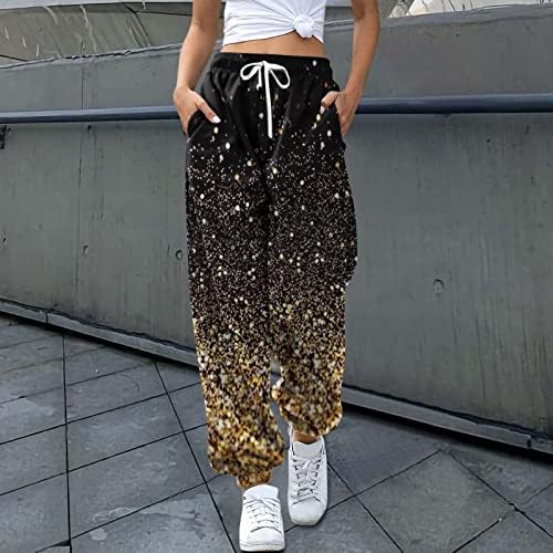 מכנסי ריצה של כותנה של מיאשוי לנשים שרוך נשים אופנה מודפסת מכנסי רטרו מזדמנים רופפים מכנסי ספורט