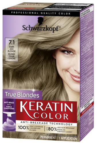 שוורצקופף קרטין צבע שיער קבוע צבע קרם 7.1 כהה אפר בלונד, 1 ערכת