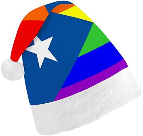 הומו גאה דגל פורטו ריקו חג המולד כובע סנטה קלאוס כובעי קצר קטיפה עם לבן חפתים לגברים נשים חג המולד מסיבת