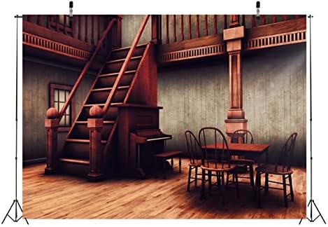 בלקו 12 על 8 רגל בד בציר מערבי סלון רקע הבוקרים רקע עץ סלון בר פנים קישוט מדרגות פסנתר שולחן כיסאות רקע עבור תמונות