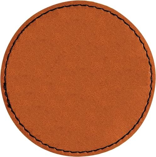 עגול ריק עור תיקוני תגיות תווית עבור לייזר חריטת כובע לוגו מותאם אישית אספקת ברזל-על עם דבק