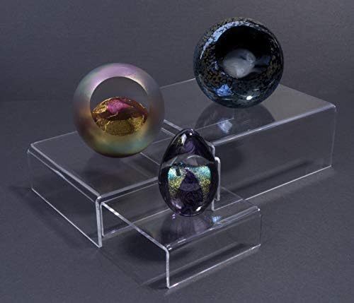 סט של 3 תצוגה אקרילית פרופילית נמוכה - תכשיטים, קוסמטיקה, חלון ראווה של דמות, Crystal Clear