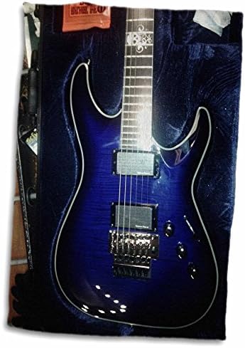 הדפסת ורדים תלת מימדית של גיטרה חשמלית כחולה עם גולגולת כרום TWL_194734_1 מגבת, 15 x 22, Multicoror