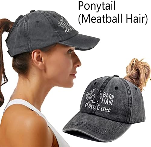 שיער אסם של קמפל לא אכפת מכובע קוקו, כובע בייסבול כותנה כותנה מתכוונן, מתנות אוהבי סוסים לנשים בנות
