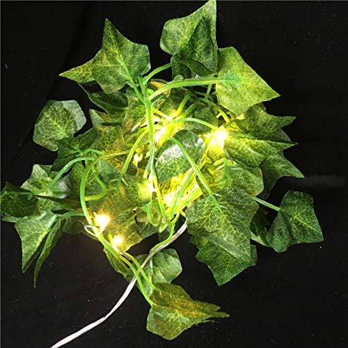 תאורת LXCOM אורות מיתר LVY 33ft 100 נוריות LED ירוקות אורות מיתר עלים מייפל עלים אורות פיות סוללה מופעלת צמחים