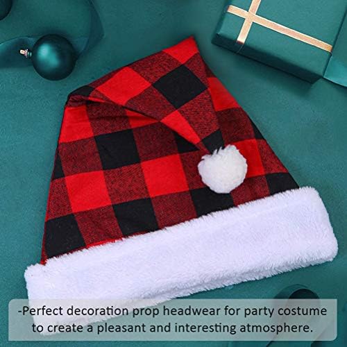 1 מחשב חג המולד סנטה כובע משובץ סנטה כובע יוקרה קטיפה חג המולד סנטה כובע חג המולד קישוט