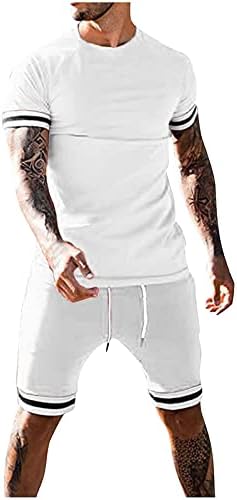 2021 חליפת ספורט אופנה לתלבושת קיץ גברים עם 2 חלקים סט קצר שרוול קצר צווארון חולצות חולצות מכנסיים