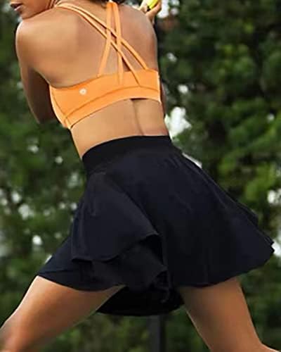 חצאית טניס קפלים של נשים עם מכנסיים קצרים כיסים משיי המותניים המותניים הגבוהים גולף ספורטס ספורטס