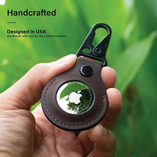 מארז עור של מחזיק Airtag Kordiz עם אבזם ומחזיק מפתח טבעת מפתח - מחזיק תגי אוויר מלאי גרגר מלא מארזים