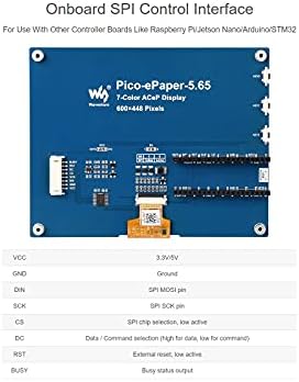 WAVESHARE 5.65 אינץ 'צבעוני E-Paper E-DIGE מודול לתצוגה של Raspberry Pi Pico 600 × 448 פיקסלים Acep 7-Color