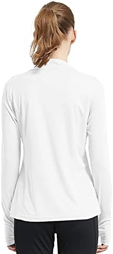 Mier's 1/4 סוודר רוכסן שרוול ארוך שרוול יבש חולצת שמש עם חור אגודל להפעלת אימון טיולים UPF50+ UV הגנה