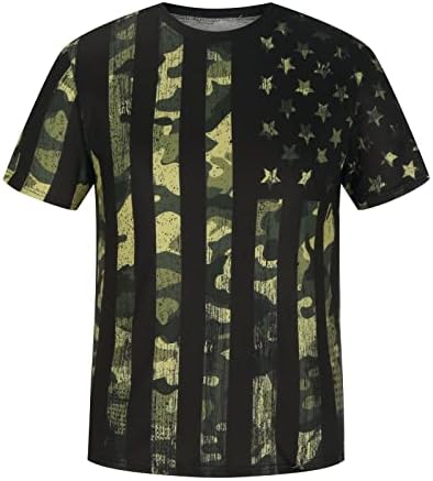 חולצת טריקו קצרה לגברים קיץ מודפס רטרו דגל אמריקאי דגל אמריקאי