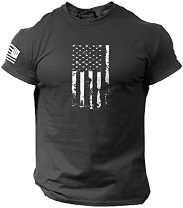 חולצת טריקו של דגל אמריקאי של גברים קיץ שרוול מזדמן חולצות גרפיות חולצות הדפסה צמרות אימון שרירים