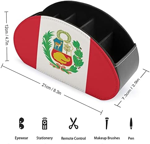 דגל פרואני מחזיק בשלט רחוק קופסת עט עט פו עור קאדי מרחוק מארגן אחסון שולחן דקורטיבי