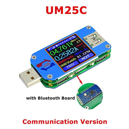 בודק USB UM25C בודק מונה USB, זרם מתח סוללת Bluetooth סוללת סוללה מטען מתח מתח מתח מולטימטר, צג